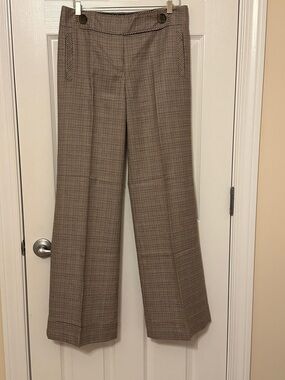 J. Crew Brown Houndstooth Wide-Leg Trousers